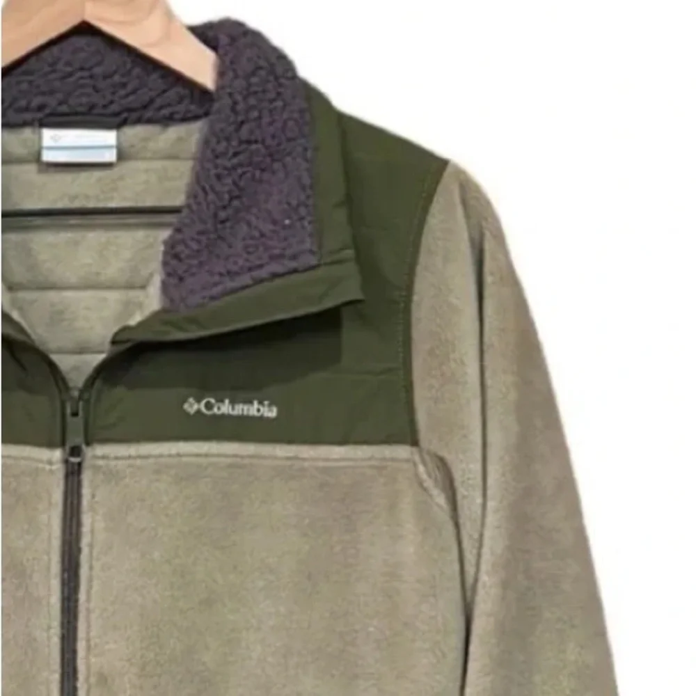 Columbia Women’s Fleece Full Zip Jacket Tan Green Size Small - Picture 5 of 10